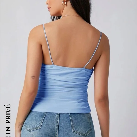 Shein Light Blue Ruched Tank Top - Picture 4 of 9
